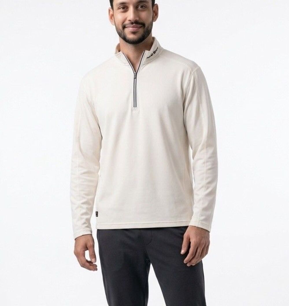 Polo Sport Ralph Lauren Pullover Mens M beige 1/4 Zip Mock Neck Golf USA